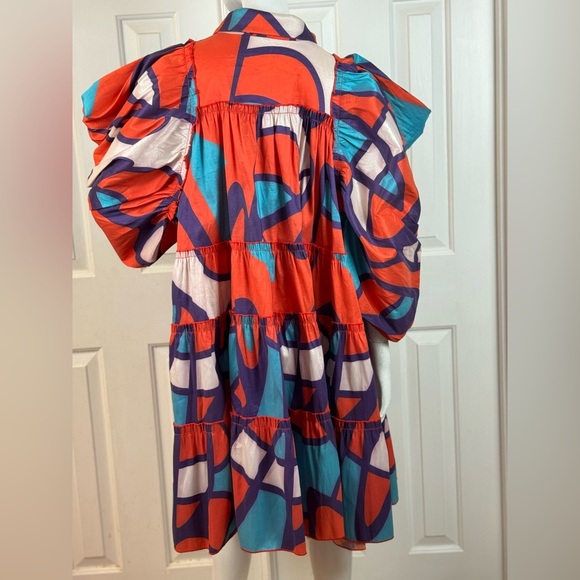 LOVE HICHLICHT Vibrant Multicolor Puff Sleeve Dress Size 3XL. C22 - Picture 13 of 13